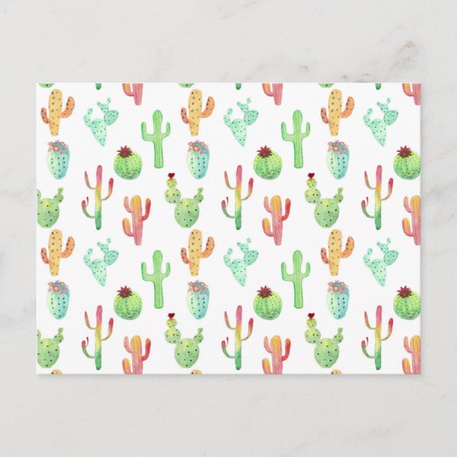 Carte Postale Motif d'aquarelle Cactus Pastel (Devant)