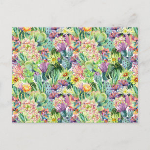 Carte Postale Motif d'aquarelle en fleurs exotiques