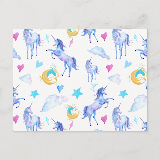 Carte Postale Motif d'aquarelle magique Unicorn Design Imaginair (Devant)