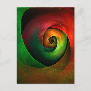 Carte Postale Motif d'art abstrait moderne floral rouge et vert