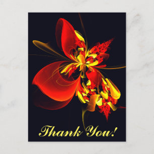 Carte Postale Motif d'art abstrait moderne floral rouge jaune #1