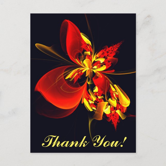 Carte Postale Motif d'art abstrait moderne floral rouge jaune #1 (Devant)