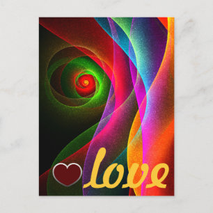 Carte Postale Motif d'art abstrait moderne rouge vert orange #22
