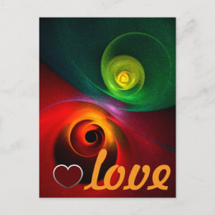 Carte Postale Motif d'art abstrait moderne Yin Yang rouge et ver