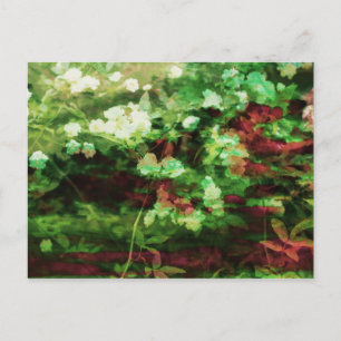 Carte Postale motif d'art cool de fleurs vert rouge. Nature