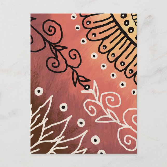 Carte Postale Motif d'art drôle rouge (Devant)
