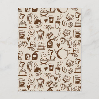 Carte Postale Motif d'art en ligne de salon de café vintage beig