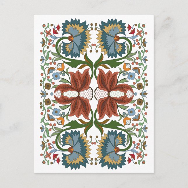 Carte Postale Motif d'art populaire estonien fleur sauvage vinta (Devant)