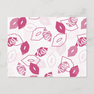 Carte Postale Motif de baiser des lèvres roses