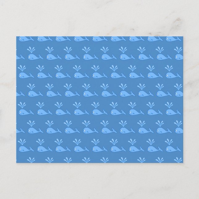 Carte Postale Motif de baleine bleue. (Devant)