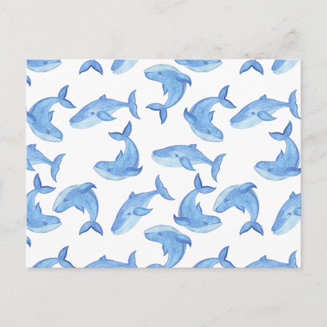 Carte Postale Motif de baleine bleue à l'aquarelle (Devant)