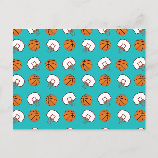 Carte Postale Motif de basket et filets turquoise (Devant)