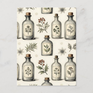 Carte Postale Motif de bocaux d'herbes d'apothicaire vintage