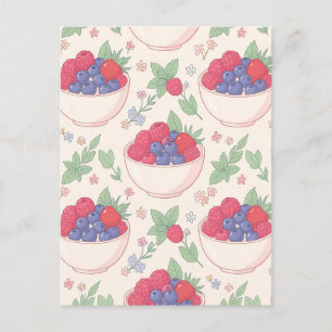 Carte Postale Motif de bol de baies pastel