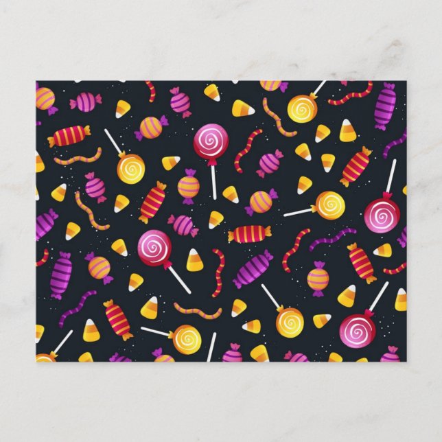 Carte Postale Motif de bonbons d'Halloween (Devant)