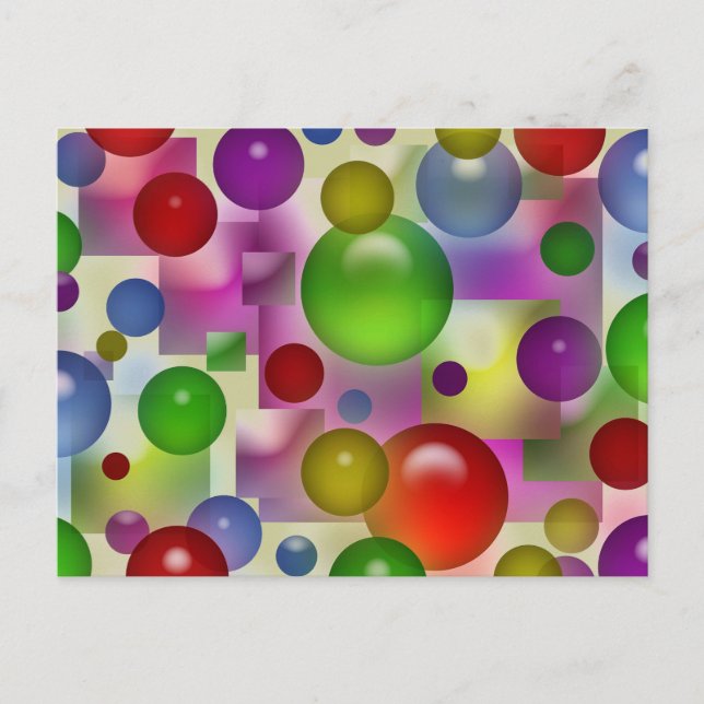 Carte Postale Motif de bulles colorées (Devant)