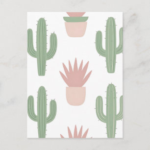 Carte Postale Motif de cactus succulent pastel
