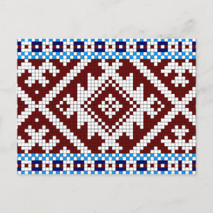 Carte Postale Motif de ceinture tissée de ramassage estonien