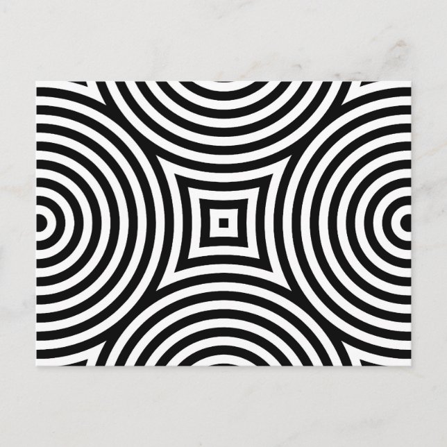 Carte Postale Motif de cercles concentriques noir et blanc (Devant)