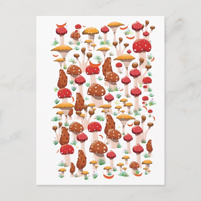 Carte Postale Motif de champignons mignons (Devant)