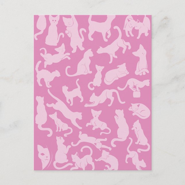 Carte Postale Motif de chat rose (Devant)