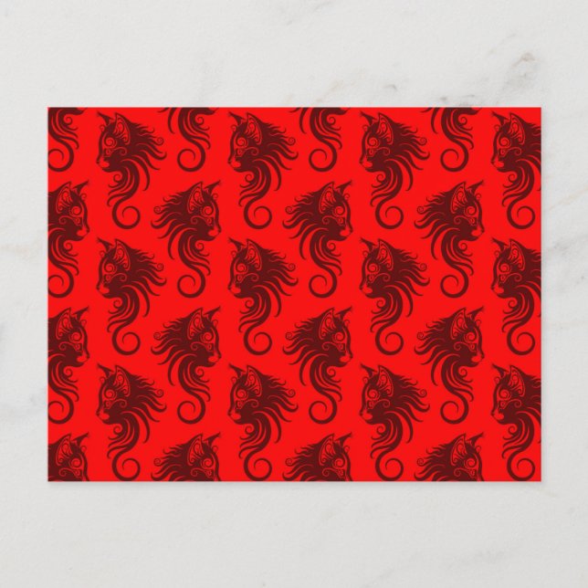 Carte Postale Motif de chat rouge torse (Devant)