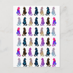 Carte Postale Motif de chats colorés