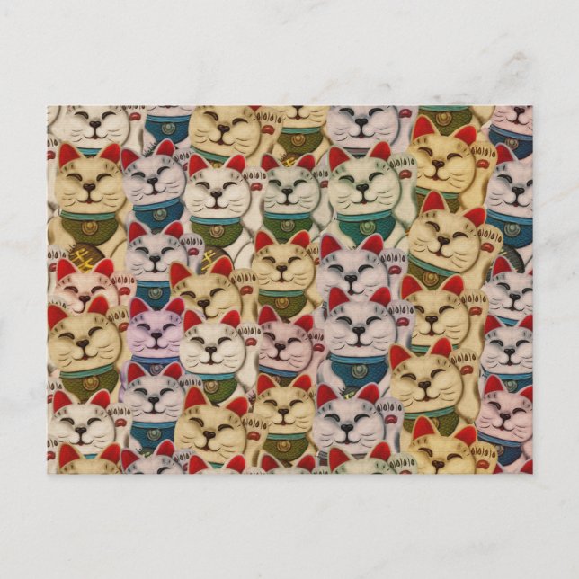 Carte Postale Motif de chats Maneki-neko (Devant)