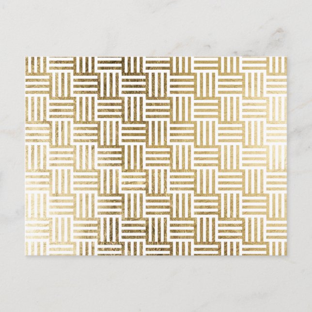 Carte Postale Motif de chèques à rayures feuille or Faux (Devant)