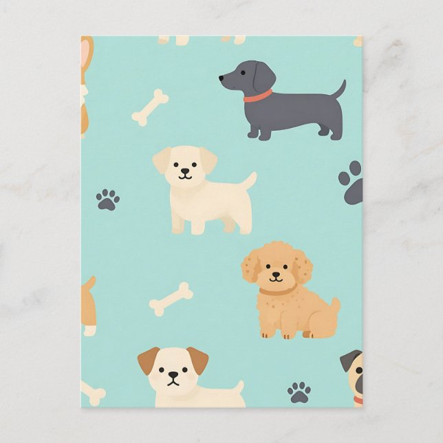Carte Postale Motif de chiots mignons (Devant)
