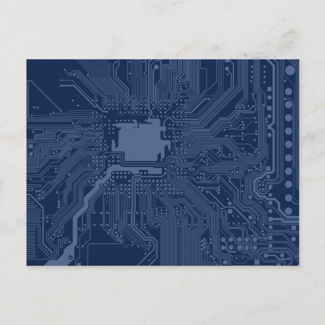 Carte Postale Motif de circuit Geek bleu (Devant)