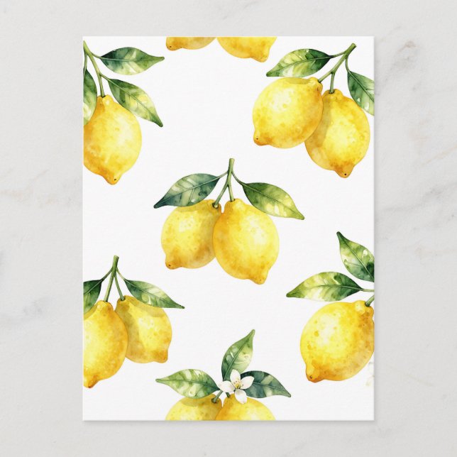 Carte Postale Motif de citron à l'aquarelle (Devant)