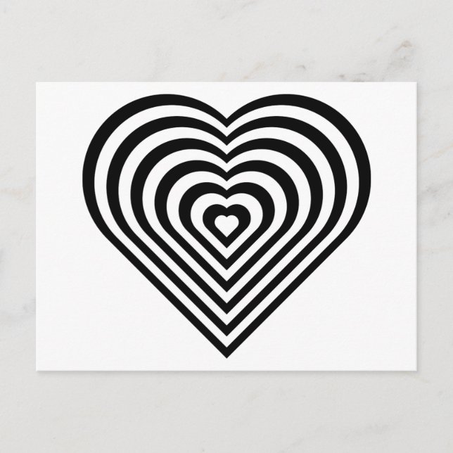 Carte Postale Motif de coeur noir et blanc (Devant)