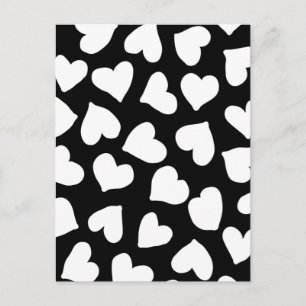 Carte Postale Motif de coeur noir et blanc
