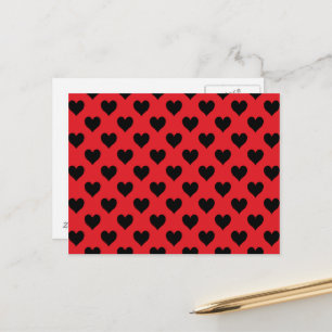 Carte Postale Motif de coeur rouge et noir