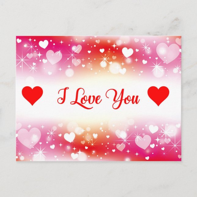 Carte Postale Motif de coeurs "Je t'aime" (Devant)