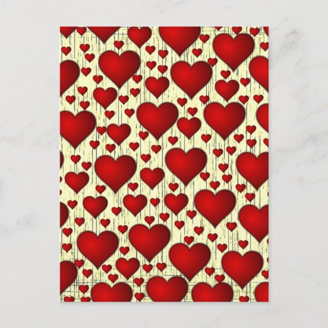 Carte Postale Motif de cœurs rouges (Devant)