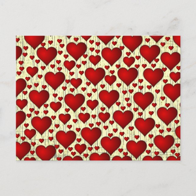 Carte Postale Motif de cœurs rouges (Devant)