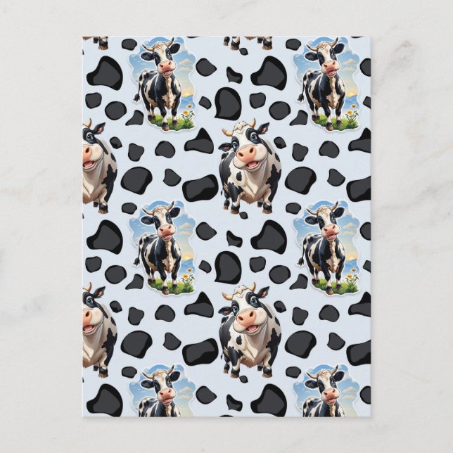 Carte Postale Motif de conception d'animal de vache  (Devant)
