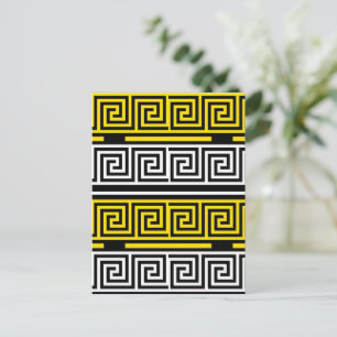 Carte Postale Motif de conception de frise à clé grecque jaune b