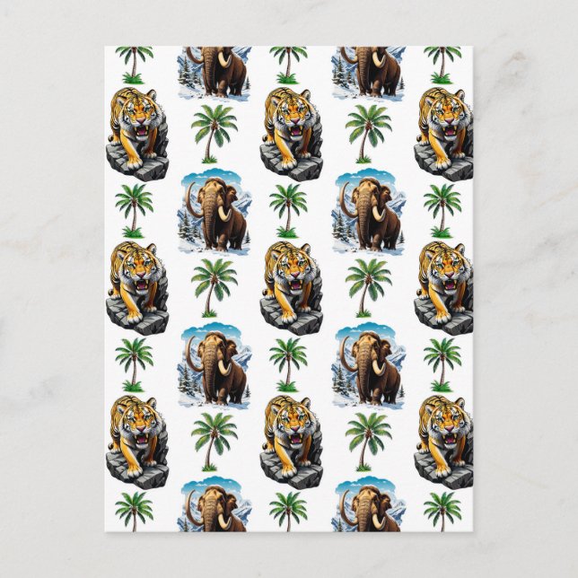 Carte Postale Motif de conception de mammouth de l'âge de glace  (Devant)