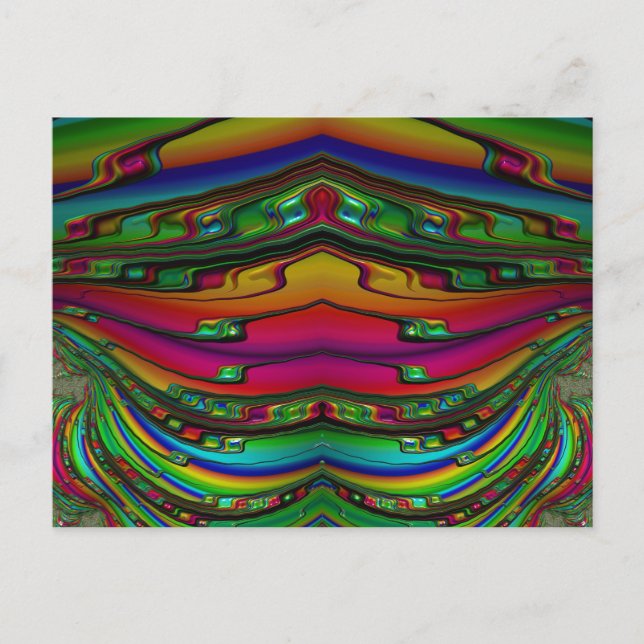 Carte Postale ~ Motif de conception fractale 3D ~ Multicolore (Devant)