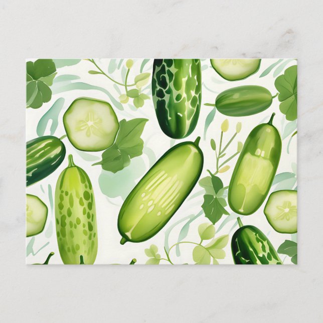 Carte Postale Motif de concombre couleur d'aquarelle serene avec (Devant)