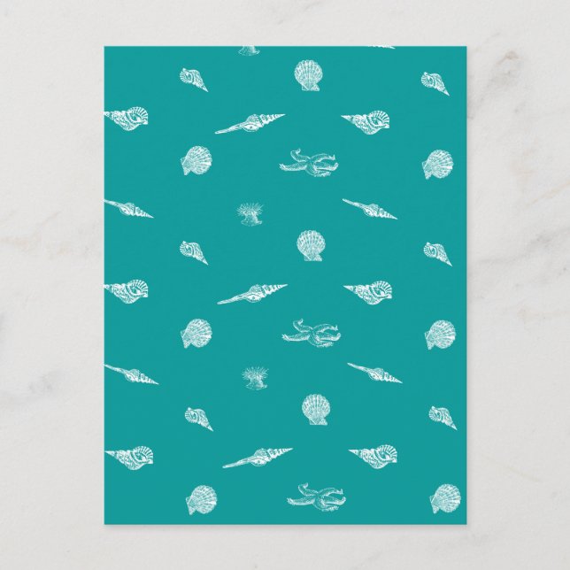 Carte Postale Motif de coquillages Turquoise (Devant)