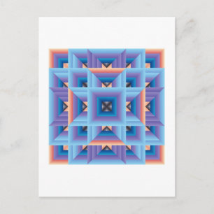 Carte Postale Motif de courtepointe 3 en bleu et violet