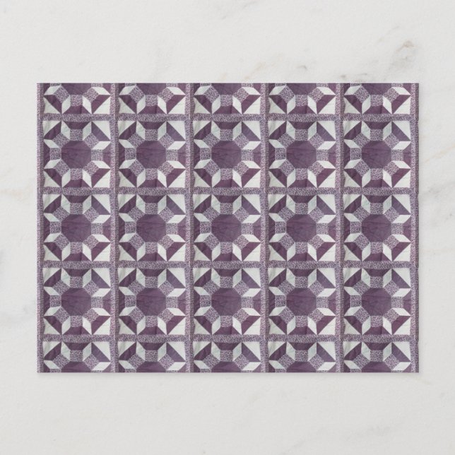 Carte postale - Motif de courtepointe violet (Devant)