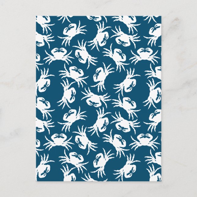 Carte Postale Motif de crabe blanc et bleu sans joint (Devant)