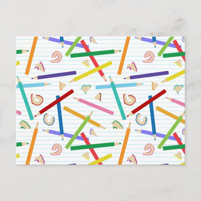Carte Postale Motif de crayons colorés (Devant)
