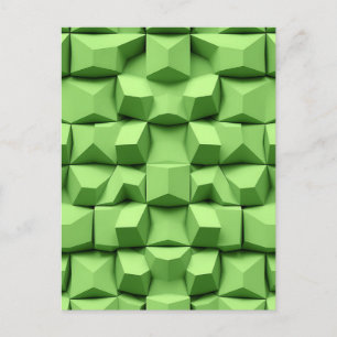 Carte Postale Motif de cube géométrique 3D vert sauge