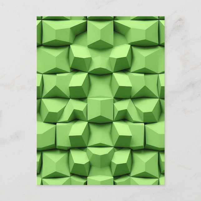 Carte Postale Motif de cube géométrique 3D vert sauge (Devant)